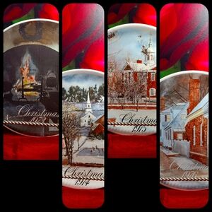 Vintage 4 Smuckers Christmas Collectors Plates '73 to '76